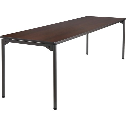 Maxx Legroom Rectangular Folding Table, 96w X 30d X 29-1/2h, Walnut/charcoal