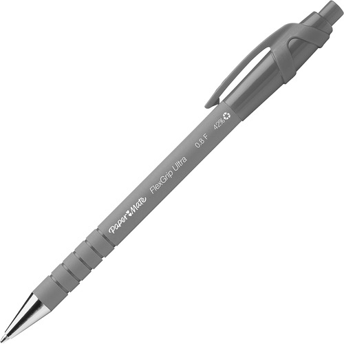 FLEXGRIP ULTRA RETRACTABLE BALLPOINT PEN, 0.8MM, BLACK INK, GRAY/BLACK BARREL, DOZEN