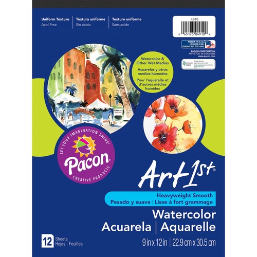 Artist Watercolor Paper Pad, 9 X 12, White, 12 Sheets
