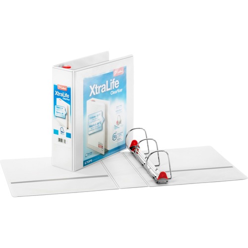 Xtralife Clearvue Non-Stick Locking Slant-D Binder, 3" Cap, 11 X 8 1/2, White