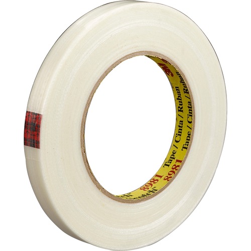 3M  Filament Tape, 3" Core, 3/4"x60 Yards, Clear