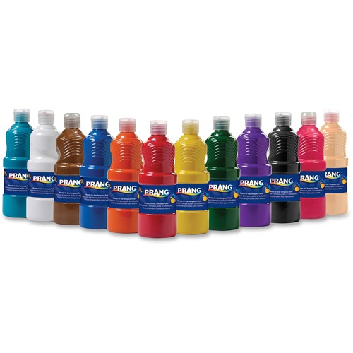 Ready-To-Use Tempera Paint, 12 Assorted Colors, 16 Oz, 12/pack