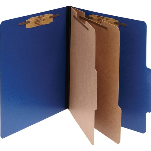 COLORLIFE PRESSTEX CLASSIFICATION FOLDERS, 2 DIVIDERS, LETTER SIZE, DARK BLUE, 10/BOX