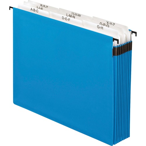 Nine-Section Hanging Folder, 5 1/4", Tabs And Labels, 1/5 Tab, Letter, Blue