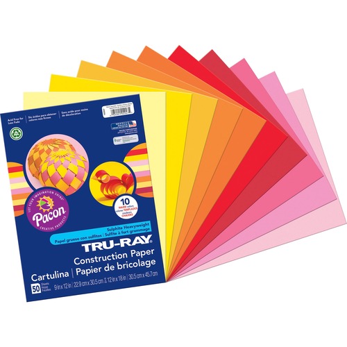 Construction Paper, 76lb., 9"x12", 50/PK, Warm Ast