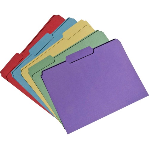 7530015664138, Recycled Folder, 1/3 Cut, Single Ply, Letter, Assorted, 100/box