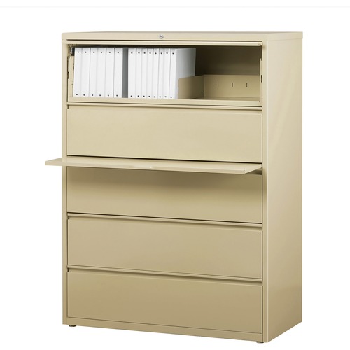 Lateral File, 5-Drawer, 42"x18-5/8"x67-5/8", Putty
