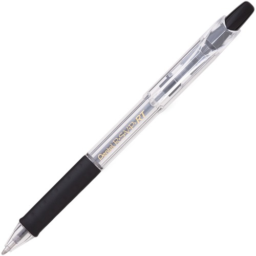 R.S.V.P. RT RETRACTABLE BALLPOINT PEN, 1MM, BLACK INK, CLEAR BARREL, DOZEN