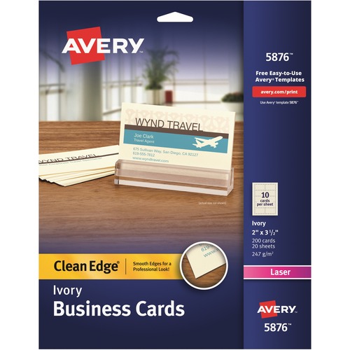 Clean Edge Business Cards, Laser, 2 X 3 1/2, Ivory, 200/pack