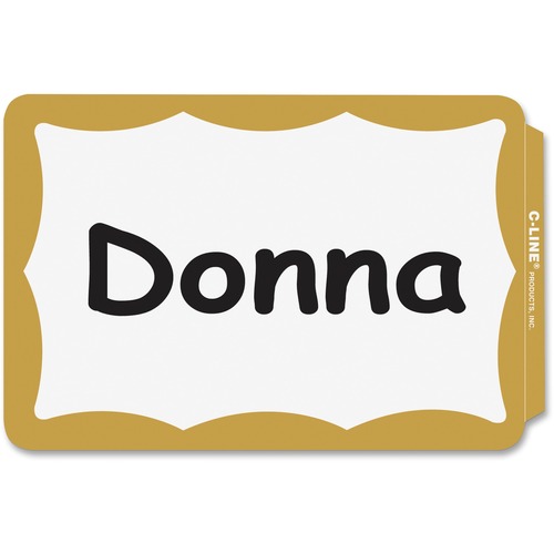 Name Badges, 3-1/2"x2-1/4", 100/BX, Gold Border