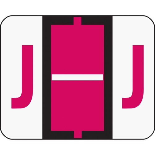 A-Z Color-Coded Bar-Style End Tab Labels, Letter J, Red, 500/roll