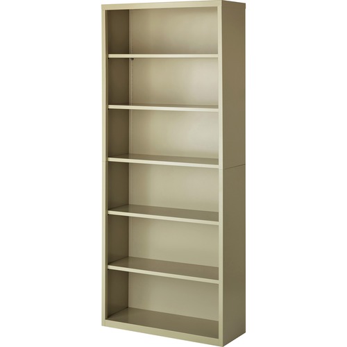 Steel Bookcase, 6-Shelf, 34-1/2"x13"x82", Putty