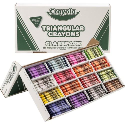 Classpack Triangular Crayons, 16 Clrs, 253/BX, Ast