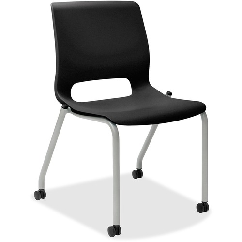 Motivate Seating 4-Leg Stacking Chair, Onyx/platinum, 2/carton