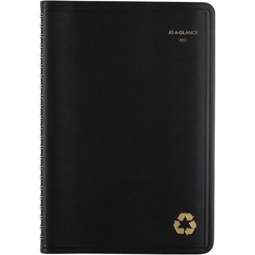 RECYCLED WEEKLY/MONTHLY APPOINTMENT BOOK, 4 7/8 X 8, BLACK, 2019