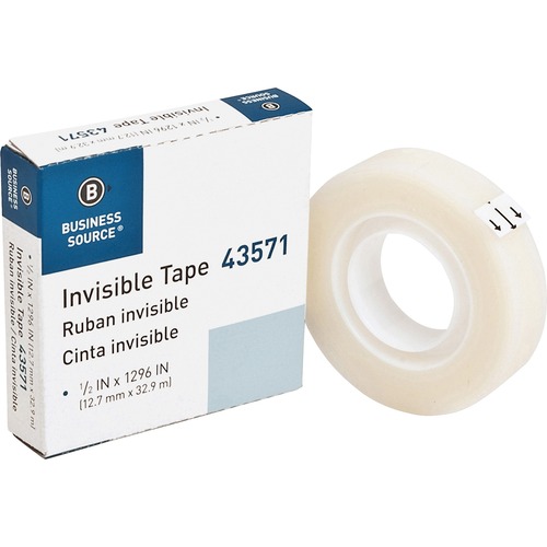 Invisible Tape Refill, 1" Core, 1/2"x1296", 12RL/PK, Clear