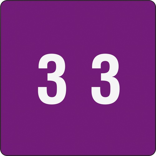 Single Digit End Tab Labels, Number 3, Purple, 250/roll