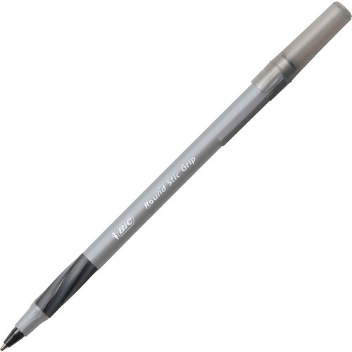 Round Stic Grip Xtra Comfort Ballpoint Pen, Black Ink, .8mm, Fine, Dozen