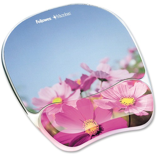 Gel Mouse Pad W/wrist Rest, Photo, 9 1/4 X 7 1/3, Pink Flowers