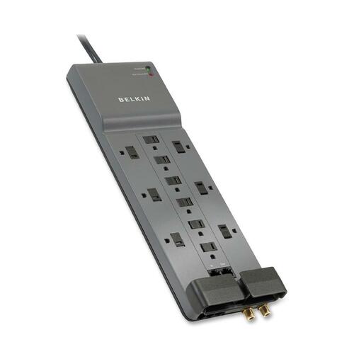 PROFESSIONAL SERIES SURGEMASTER SURGE PROTECTOR, 12 OUTLETS, 10 FT CORD, GRAY