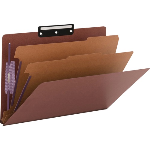 Pressboard Classification Folders, Metal Tab, Legal, Six-Section, Red, 10/box