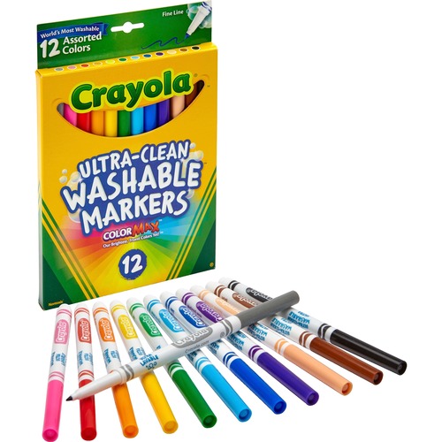 Washable Markers, Fine Point, Classic Colors, 12/set