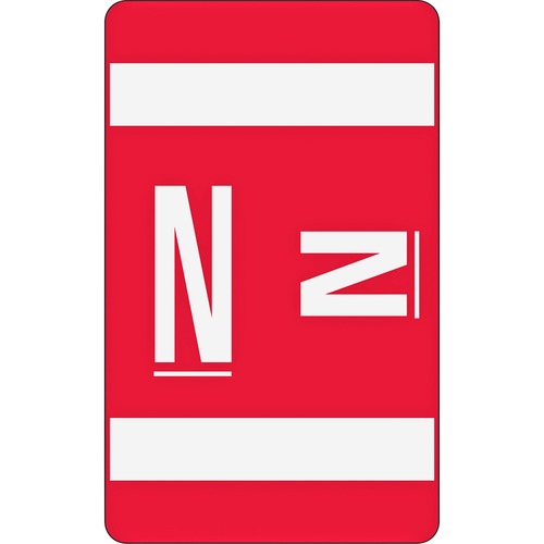 Alpha-Z Color-Coded Second Letter Labels, Letter N, Red, 100/pack