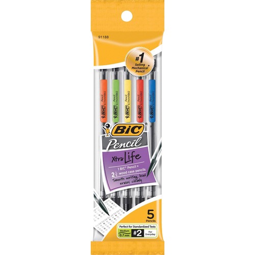 Mechanical Pencil, w/ 3 No. 2 Leads, .7mm, 5/PK