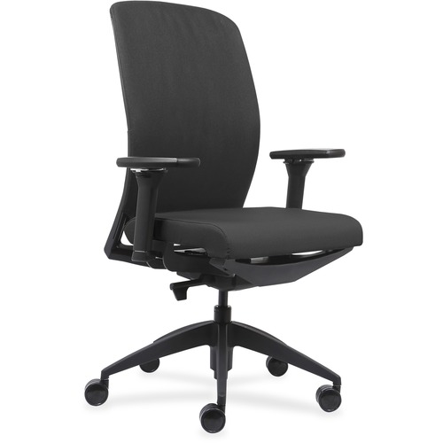 High-back Chair, 6-Way Adj Arms, 26-1/2"x25"x47", Ash GY/BK