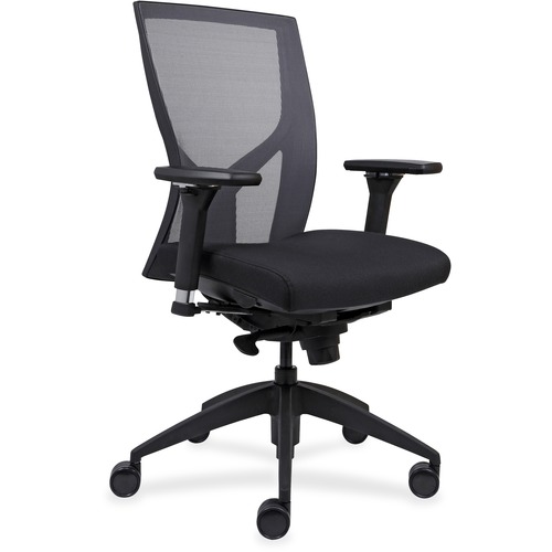 High-back Chair,Mesh Back,26-1/4"x25"x47",BK Vinyl/BK Frame