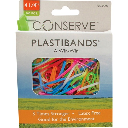 PlastiBands, Size 4-1/4", 100/BX, Assorted Colors