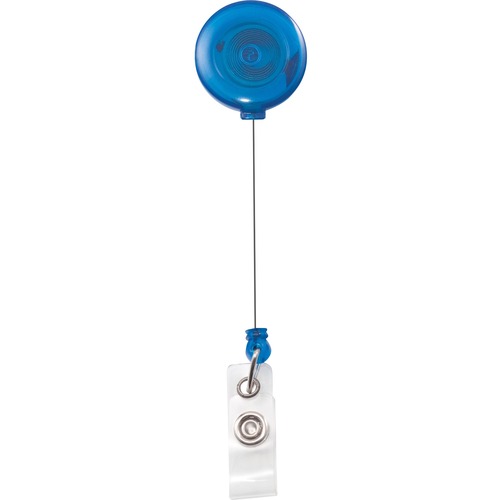 Translucent Retractable Id Card Reel, 34" Extension, Blue, 12/pack