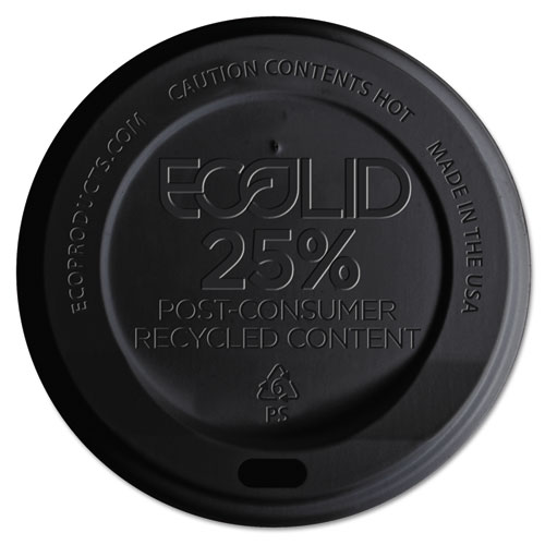 Ecolid 25(percent) Recy Content Hot Cup Lid, Black, F/10-20oz, 100/pk, 10 Pk/ct