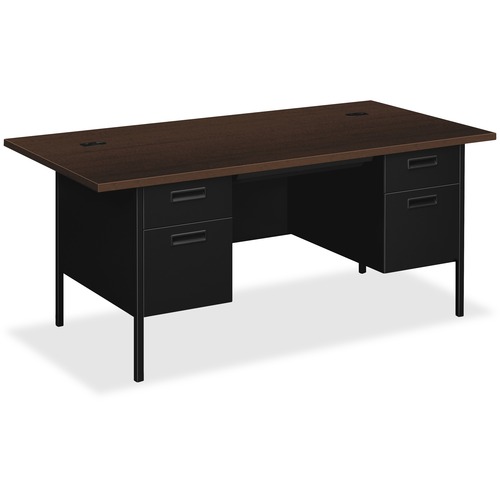 Double Pedestal Desk, 72"x36"x29-1/2", Mocha/BK