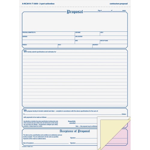 Proposal Form, 8-1/2 X 11, Three-Part Carbonless, 50 Forms