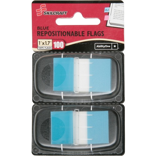 7510016211307, PAGE FLAGS, 1" X 1 3/4", BRIGHT BLUE, 100/PACK