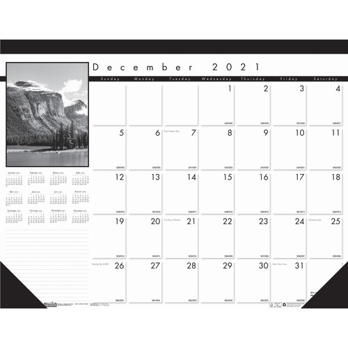 House Of Doolittle  Monthly Desk Pad,13Mnths Dec-Dec,22"x17", Black/White
