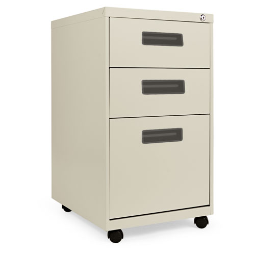 Three-Drawer Metal Pedestal File, 14 7/8w X 19-1/8d X 27-3/4h, Putty