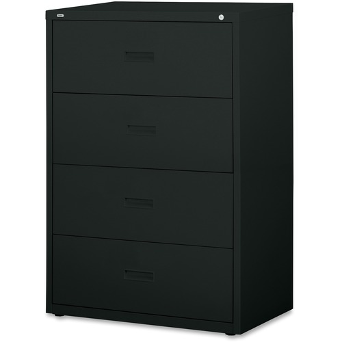 Lateral File, 4-Drawer, 30"x18-5/8"x52-1/2", Black