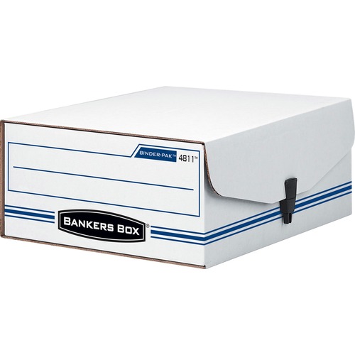 Liberty Binder-Pak Storage Box, Letter, Snap Fastener, White/blue