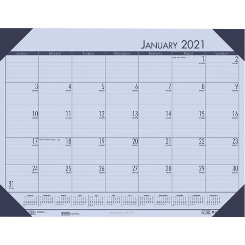RECYCLED ECOTONES SUNSET ORCHID MONTHLY DESK PAD CALENDAR, 22 X 17, 2019