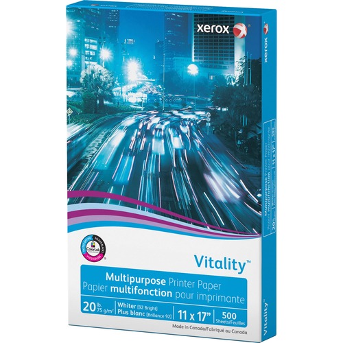 VITALITY MULTIPURPOSE PRINT PAPER, 92 BRIGHT, 20LB, 11 X 17, WHITE, 500/REAM