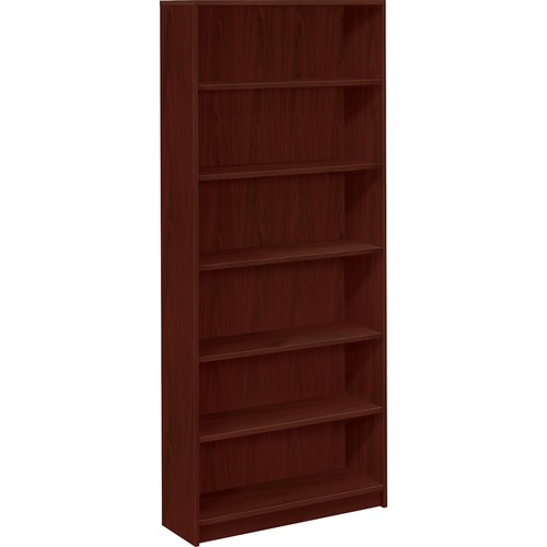 6 Shelf Bookcase, 4 Adj., 36"Wx11-1/2"Dx84"H, Mahogany