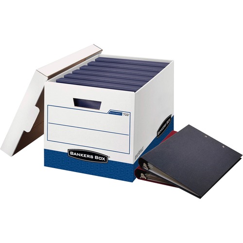 Binderbox Storage Box, Locking Lid, 12 1/4 X 18 1/2 X 12, White/blue, 12/carton
