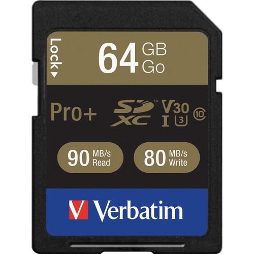 Memory Card, SDXC, 90MB/s Read Speed, 64GB, BK/GD