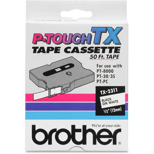 Tx Tape Cartridge For Pt-8000, Pt-Pc, Pt-30/35, 1/2"w, Black On White