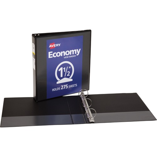 Economy View Binder W/round Rings, 11 X 8 1/2, 1 1/2" Cap, Black