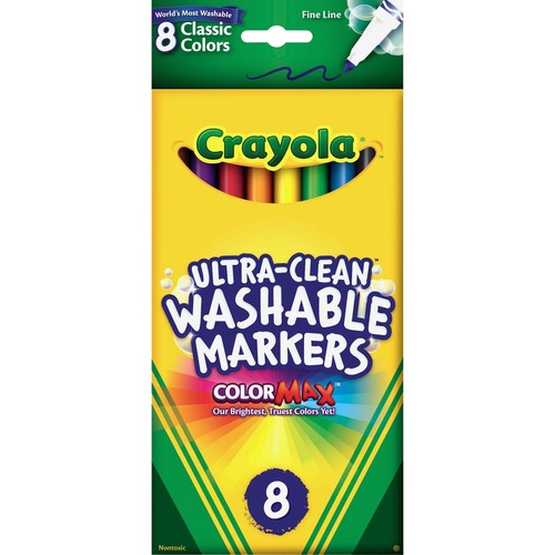 Washable Markers, Fine Point, Classic Colors, 8/pack