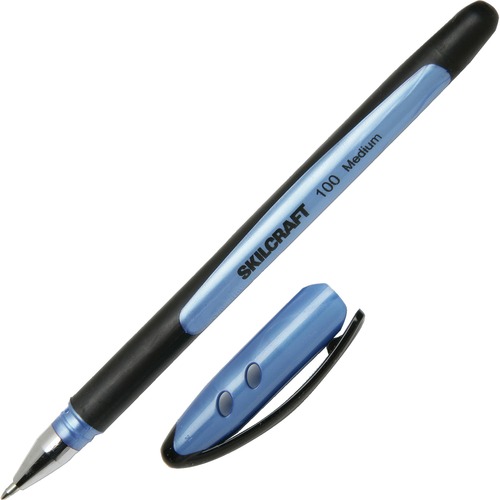 7520014220313, 100 RUBBERIZED BALLPOINT STICK PEN, BLUE INK, MEDIUM, DOZEN