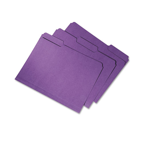 7530015664133, Recycled File Folders, 1/3 Cut Double Ply Letter, Purple, 100/box